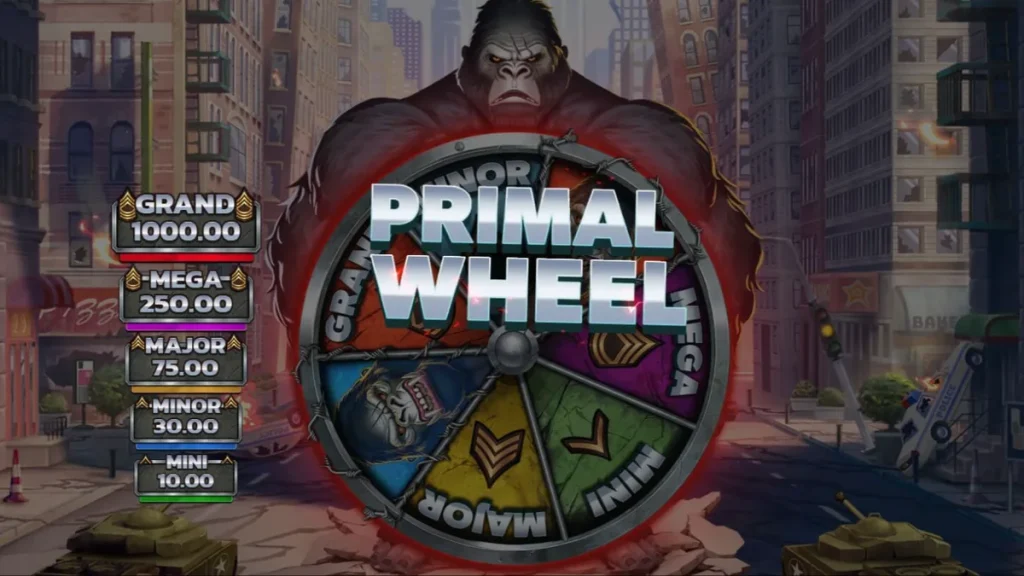 Tampilan visual slot Primal Rampage dengan latar belakang hutan dan kera raksasa