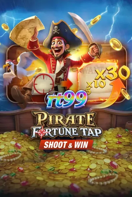 Tampilan layar permainan Pirate Fortune Tap dengan mekanisme tembak meriam